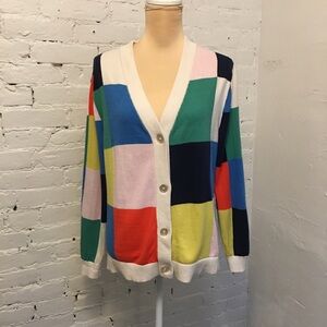 Kule rainbow check Octavia cardigan sweater cotton blend size small